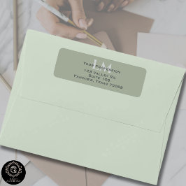 Classic Sage Green Monogram Branding Address Returadress Etikett