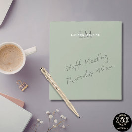 Classic Sage Green Monogram Branding Design Anteckningsblock