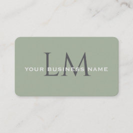Classic Sage Green Monogram Branding Visitkort