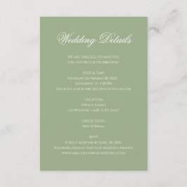 Classic Sage Green Monogram Crest Wedding Details Tilläggskort