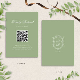 Classic Sage Green Monogram Crest Wedding QR Code OSA Kort