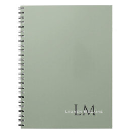 Classic Sage Green Monogram Stationery Anteckningsbok
