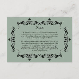 Classic Sage Green Ornately Framed Wedding Tilläggskort