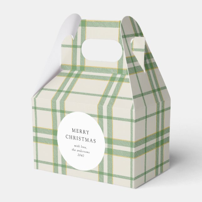 Classic Sage Green Plaid Holiday Custom Cookie Presentaskar (Framsidan Sidan)