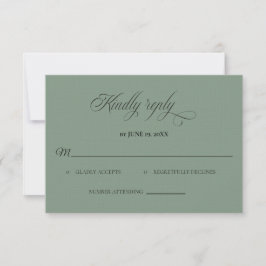 Classic Sage Green Wedding RSVP card OSA Kort