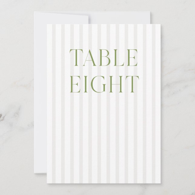 Classic Sage Grönt & Beige Bröllop 8 Bordsnummer (Framsida)