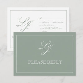 Classic Sage Grönt Calligraphy Monogram Bröllop OSA Kort