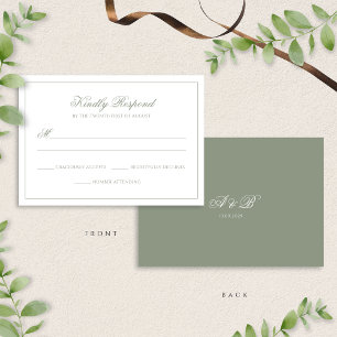 Classic Sage Grönt Monogram Script Gräns Bröllop OSA Kort