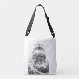 Classic Sailboat Sketch Nautical Tote Bag Axelväska