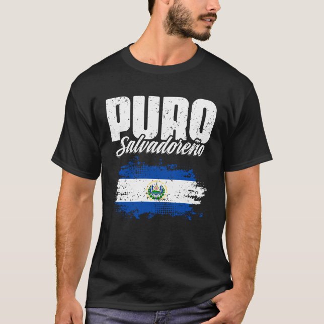 Classic Salvadorian Flag Puro Salvadoreño El Salva T Shirt (Framsida)