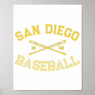 Classic San Diego California Baseball Fläkt Retro Poster