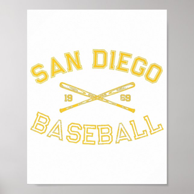 Classic San Diego California Baseball Fläkt Retro  Poster (Framsidan)