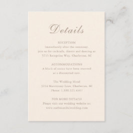 Classic Sandy Neutralt Elegant bröllop Tilläggskort