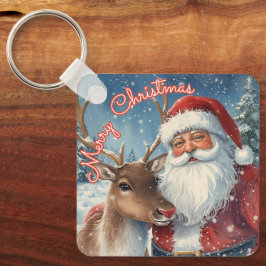 Classic Santa and Reindeer Keychain | Merry Christ Nyckelring