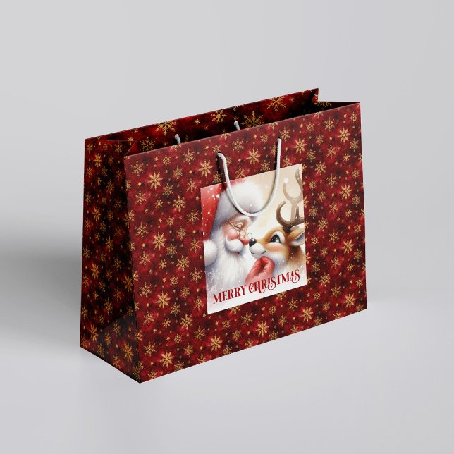 Classic Santa and Rudolph Cartoon Christmas Giftin (Classic Santa and Rudolph Cartoon Christmas Gift Bag

)