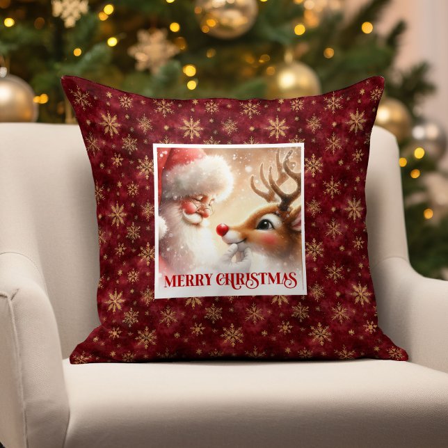 Classic Santa and Rudolph Festive Holiday Pillow  Kudde (Classic Santa and Rudolph Festive Holiday Pillow Gift

)