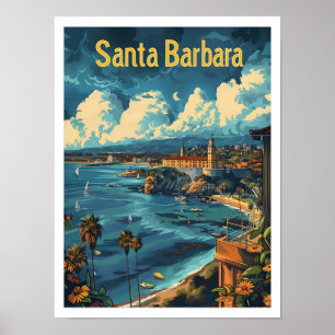 Classic Santa Barbara USA Retro Vintage resor Poster