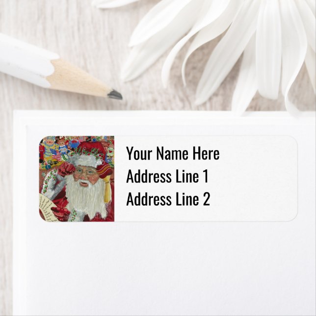 Classic Santa - Checking It två gånger Returadress Etikett (Insitu)