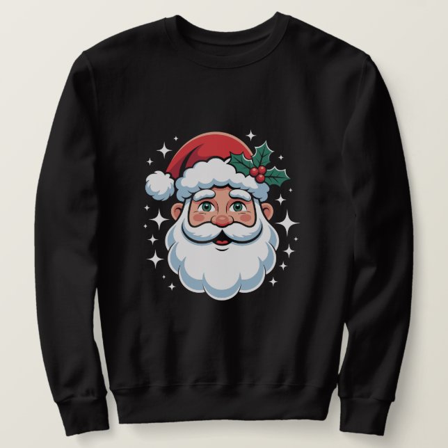Classic Santa Claus Face Christmas Lång Ärmad Tröja (Design framsida)