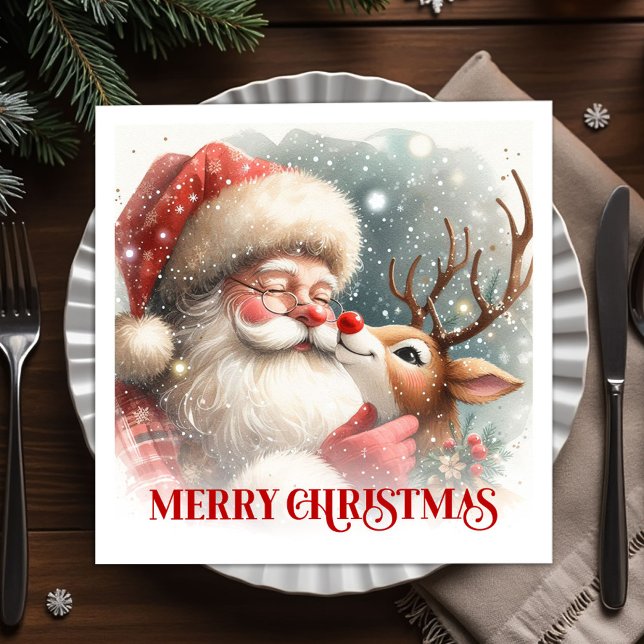 Classic Santa Claus Rudolph Holiday Dinner Party  Pappersservett (Classic Santa Claus Rudolph Holiday Dinner Party Napkins

)