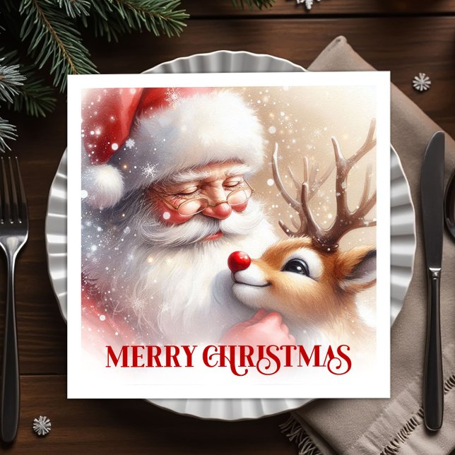 Classic Santa Claus Rudolph Holiday Party Dinner  Pappersservett (Classic Santa Claus Rudolph Holiday Party Dinner Napkins

)