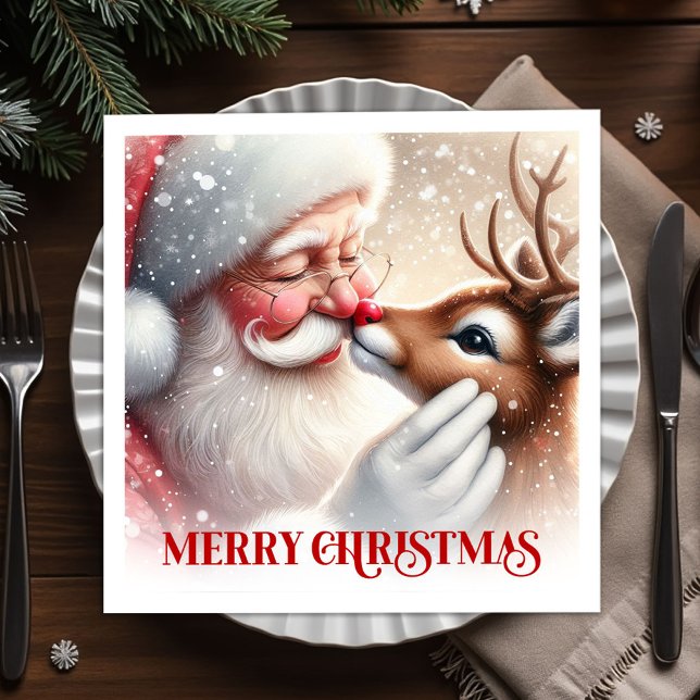 Classic Santa Rudolph Xmas Celebration Napkins Pappersservett (Classic Santa Rudolph Xmas Celebration Napkins)