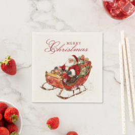 Classic Santa Sledge och Presenter God jul Pappersservett