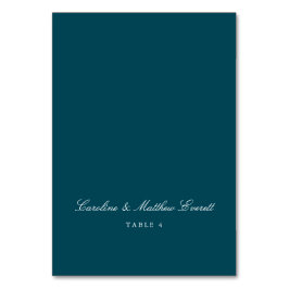 Classic Script Elegant Custom Name Teal Place Card Bordsnummer