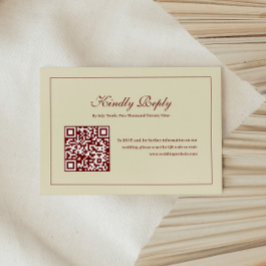 Classic Script Ivory Monogram Wedding QR Code OSA Kort