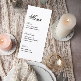 Classic Script Wedding Reception Menu Meny