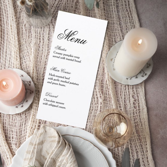 Classic Script Wedding Reception Menu Meny (Skapare uppladdad)