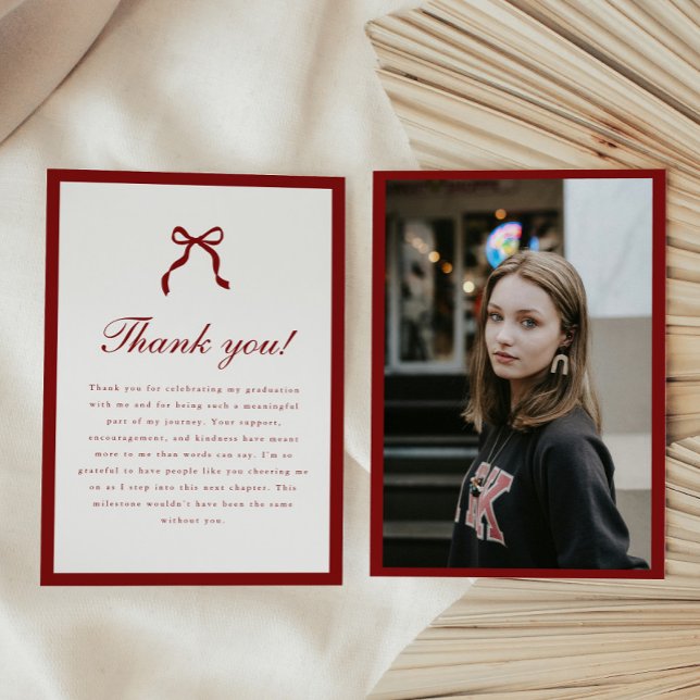 Classic Script Wine Red Coquette Graduation Photo Tack Kort (Skapare uppladdad)
