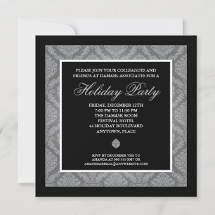 Classic Silver Damask Corporate Julfest Inbjudningar