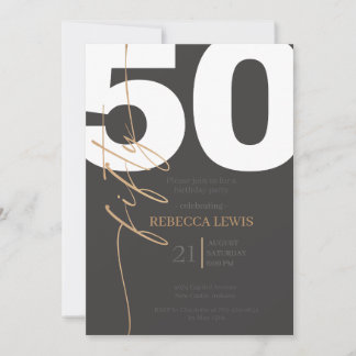 Classic Simple 50th Modern Adult Birthday Inbjudningar