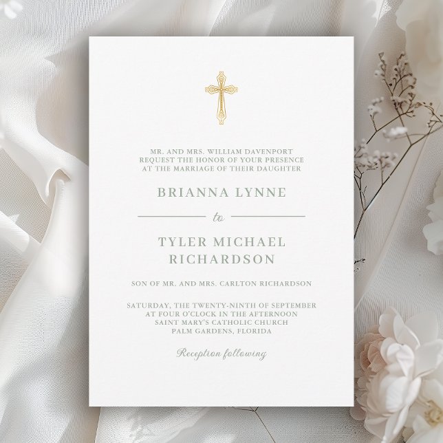 Classic Simple Elegant Christian Cross Wedding Inbjudningar (Available in both printed and instant download digital formats.)