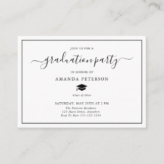 Classic Simple Graduation Party Invitation Insert Tilläggskort