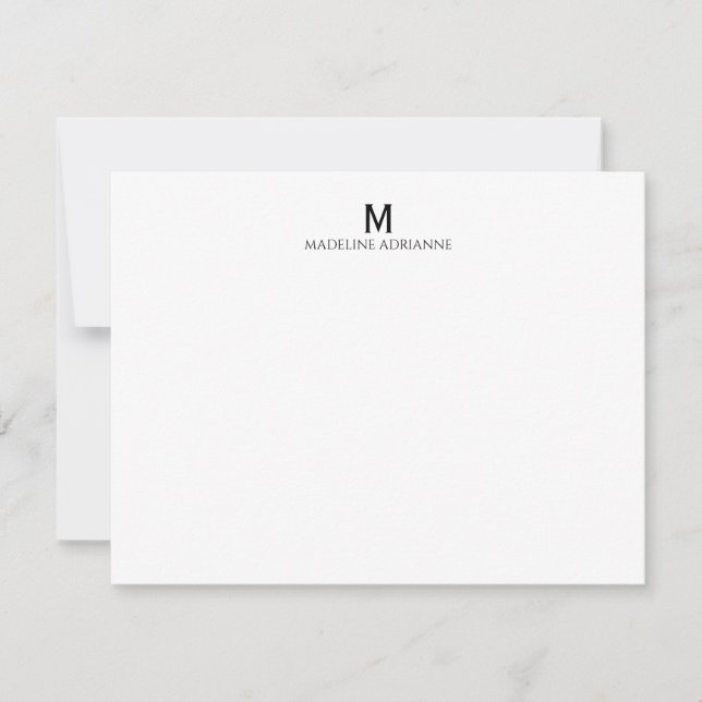 Classic Simple Modern Monogram Initial Note Card Inbjudningar (Framsida)