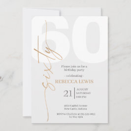 Classic Simple Sixty Modern Adult Birthday Inbjudningar