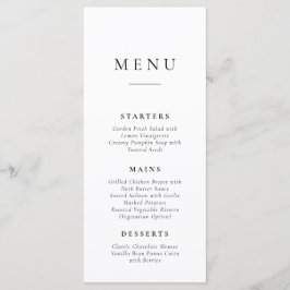 Classic Simple Wedding Menu Card Meny