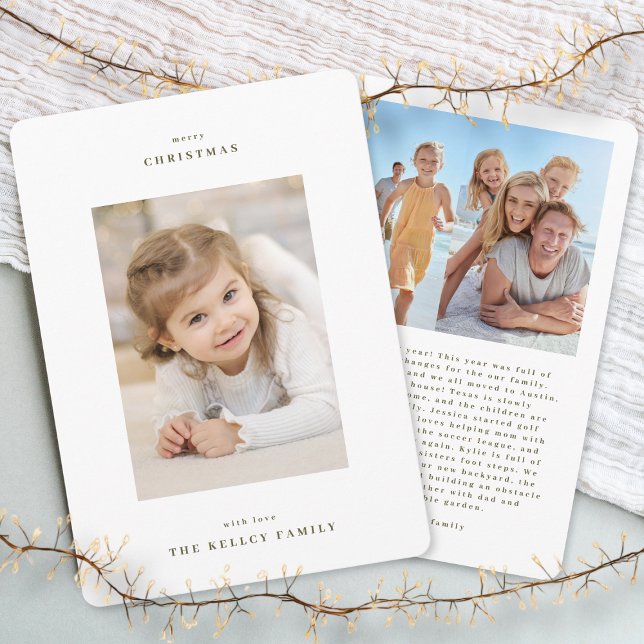 Classic & Simple White Christmas Modern Photo  Julkort (Skapare uppladdad)