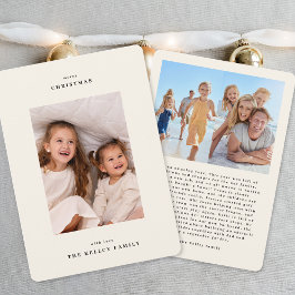 Classic Simple White Cream Christmas Modern Photo Julkort