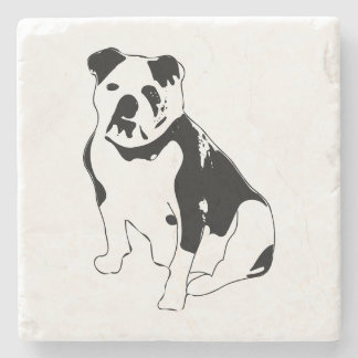 Classic Sitting Bulldog Black and White Art Stenunderlägg