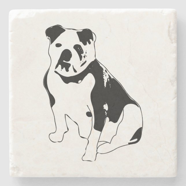 Classic Sitting Bulldog Black and White Art Stenunderlägg (Framsidan)