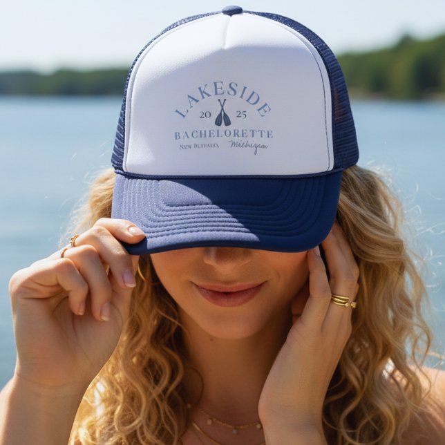 Classic Sjö Bachelorette Girls Helg Keps (Coastal Lake Bachelorette Trucker Hat)