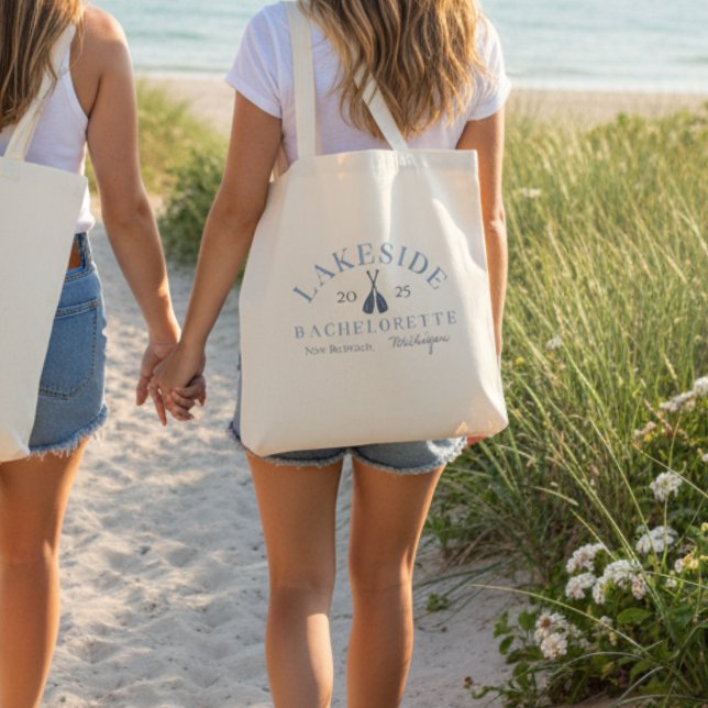 Classic Sjö Bachelorette Girls Helg Tygkasse (Kick back at the lake with this coastal Classic Lake Bachelorette Girls Weekend Tote Bag!)