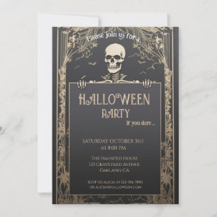 Classic Skeleton Halloween Inbjudningar