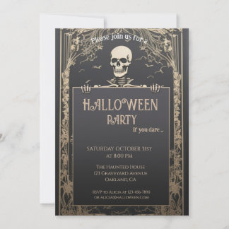 Classic Skeleton Halloween Inbjudningar
