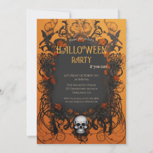 Classic Skull Gothic Halloween Inbjudningar