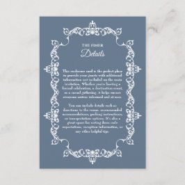 Classic Slate Blue Ornately Framed Wedding Tilläggskort