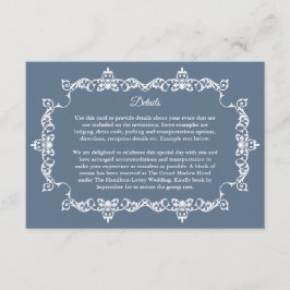 Classic Slate Blue Ornately Framed Wedding Tilläggskort